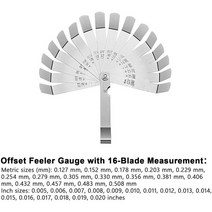 32/26/25/20 블레이드 필러 게이지 메트릭 갭 엔진 밸브 조정 0.02-1MM / 0.0008-0.040 인치 측정, 03 16PCS