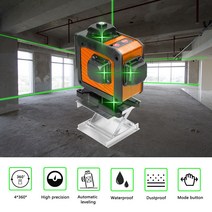 정확한 레이저 레벨기 16 Lines 360 Laser Level 3Self-leveling Leveling Tool Omnidirectional Ground Wall Sticke, [02] US Plug