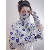골프 팔토시 일체형 손토시 빅사이즈 쿨토시 손등 가리개 살색 입는 토시 볼레로 여성 73, 픽셀 플라워 자외선 차단제 - 그레이