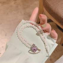 진주 펜던트 여성 순금 목걸이 사랑의 마음 토성 플래닛 빈티지 Artficial 쇄골 체인 페르시 초커 파티 쥬얼리, [01] A