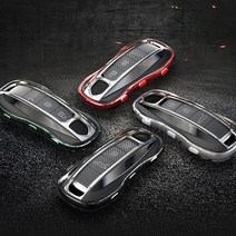 포르쉐 신형 718 911 파나메라 타이칸 마칸 카이엔 키케이스 카본 TPU 키커버 키홀더, 블랙