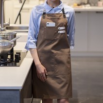 큐티빈 프리미엄 캔버스 바리스타 앞치마, 라이트 브라운, 1개