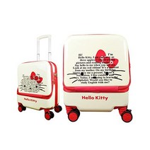 산리오 일본 정품 헬로 키티 앞 주머니 포인트 기내용 하드 캐리어 레터링 16인치 30L 여행 가방