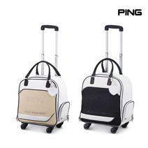 핑 23 SC W2 여성 골프 바퀴형 보스턴백, 화이트/베이지