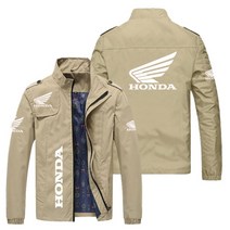 바이크자켓 라이딩자켓 2021 봄 가을 자켓 남성 여성 혼다 자동차 로고 프린트 캐주얼 윈드 브레이커 하라주쿠 슬림 트렌드 오토바이 자켓 남성 코트, 아시아 4XL, 카키색 옷감