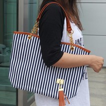 나들이 소풍 스트라이프 체인 토드백 토트백추천 다수납 여친룩 직장인 패션가방 대학생 데일리룩