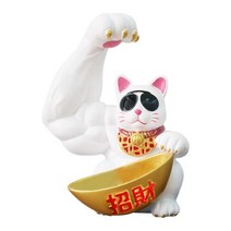 고양이 홀더 조각 보관 상자 공예 미술 동상 키 보관 고양이 홀더 장식 캐비닛 테이블 입구 통로, 작은 흰색, 수지