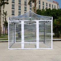 투명 보온 텐트 천막 비닐하우스 캐노피 난방 포장마차 비닐하우스, 3x3M 블랙프레임 커버