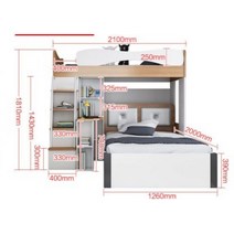 북유럽 주니어 키즈 학생 어린이 일룸 원목 이층 침대, 콤비네이션 13