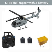 최신 C127 C186 2.4G RC 헬리콥터 4 프로펠러 6 축 자이로 센트리 스파이 RC 드론 안정화를 위한 단일 패들 전자 자이로 스코프, [02] C186 2 battery