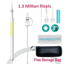 스마트폰 내시경 카메라 배관 누수 초소형 와이어 탐지기 핸드폰 USB HD 비주얼 귀 왁스 청소 스푼 5.5mm 미니 Borescope 안드로이드 PC 귀지 도구 건강 관리, [02] 1.3 Million Pixels, 02 1.3 Million Pixels