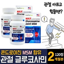 미국 직수입 고함량 MSM 엠에스엠 글루코사민 N-아세틸 조인트 콘드로이친 상어연골 추출물 분말가루 초록입홍합 피쉬콜라겐 관절 무릎 연골 손 발목 허리 통증에 좋은 약 영양제 추천, 60정 X 2개
