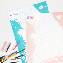 쇼핑추천 우리나라 백지도 색칠지도 여행 전국 도안 컬러링 색칠공부, 02.핑크