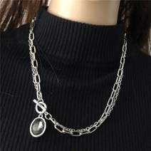 롱 원석 초커 실버 은 하트 목걸이 디자인 쥬얼리 50 체인 귀여운 크리스탈 펜던트 친구 선물 001