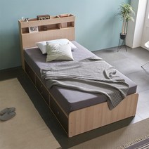 [케이컴퍼니본사] 이음수납헤드 슈퍼싱글 서랍침대세트(본넬양면매트), 메이플그레이