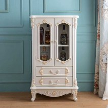 단독장식장 빈티지 가구 양주장 골동품 바로크 프레임, 금색의 순백색 65x30x102