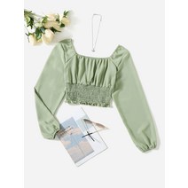 SHEIN VCAY 캐주얼 셔링 플레인 블라우스