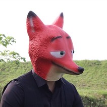 동물 가면 마스크 고릴라 참신 원숭이 오랑우탄 의상 라텍스 재미 있는 전체 얼굴 파티 헤어 드레스 성인용블랙, 27 Latex fox