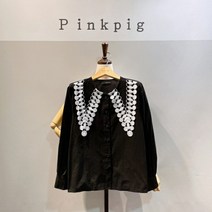 핑크피그 더블유카라 모티브 블라우스(PPA22BL1018)