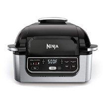 Ninja AG301 Foodi 5-in-1 실내 그릴 에어프라이 로스트 베이킹 및 탈수 블랙/실버