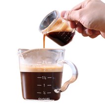 예쁜 커피용품홈카페 에스프레소 우드손잡이 내열 유리컵 눈금 샷잔 75ml / 70ml 샷글라스
