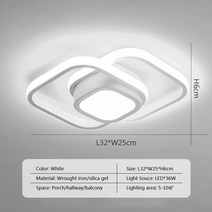 현대 LED 천장 조명 2 링 창조적인 디자인 램프 실내 조명기구 복도 발코니 통로 사무실 광택, 06 C White_02 차가운 흰색