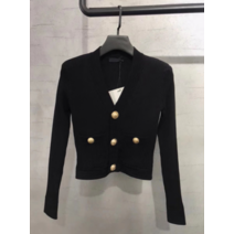 중렴이 버전 발만 빅단추 브이넥 가디건