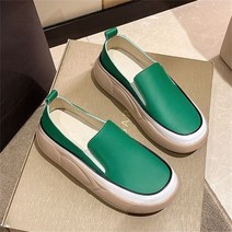 Barnidi 여성 부드럽고 푹신한 가죽 단화 슬립온 키높이 5cm 컴포트 편리화 소프트 플랫슈즈 발편한 로퍼