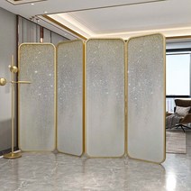 현대 파티션 빛 럭셔리 크리 에이 티브 거실 장식 머리맡 배경 벽 이동식 접는 금속 화면, [01] A-45X180CM X4