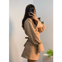 비침없음 남심저격 여리여리 뒷리본 벌룬 퍼프소매 겨울 골지 카라넥 원피스 ops