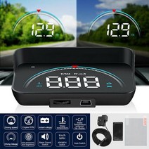 자동차속도계 헤드업 디스플레이 hud 허드 자동차 증강현실 m8 car head-up display led 스크린 obd2 ii 과속 경고 시스템 속도 비파괴 설치 전압 알람, 검은색