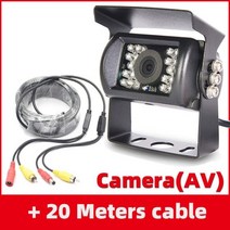 화물차후방카메라 트럭 포터 화물 후방카메라 백업 카메라 12V 24V 4 핀 AV 연장 케이블 LED IR 야간 투시경 차량 후방 트레일러 버스 밴 픽업 RV 용, Add 20M Cable(AV)_No Guide Lin