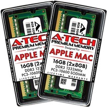 A-Tech 16GB 키트 (2x8GB) DDR3 1333MHz SODIMM PC3-10600 RAM 맥북 프로 용 (유럽/후반) 아이맥 (미드 2010 27인치 미드 2011, 16 GB
