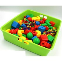 도형 블럭 실꿰기 2세트+바구니1p(랜덤) 실엮기 학습완구 장난감 놀이완구