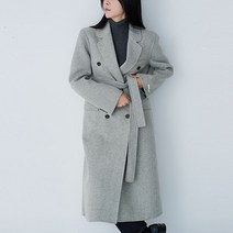 리틀마켓 핸드메이드 울100 헤링본 벨트 뒷트임 더블 롱 코트 YK11B2