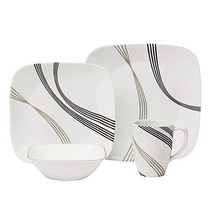Corelle Boutique Square Urban Arc 16-Piece Dinnerware Set Service for 4, Soup / Cereal Bowl 6-Pack