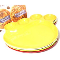 곰발바닥 멜라민 간식 식판 돈까스 어린이 나눔 접시, 화이트, 1개