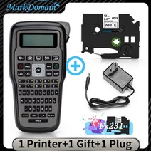 라벨프린터 휴대용 스티커 라벨기 바코드프린터 라벨 기계 산업용 라벨 메이커 쿼티 키보드, 1 회색 1 fx 테이프, 나는 플러그