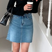 여성 데일리 비에니 컷팅 데님 미니 스커트