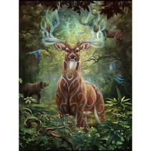 풍수 보석십자수 사슴 건강 장생 성공 재운 끌어모으는 길조 상서 고귀 신비로운 꽃사슴 동물 큐빅가득그림 집콕취미 집들이 개업선물 비즈 큐빅 수제공예 DIY키트 액자없음, 꽃사슴07번, 80*100CM