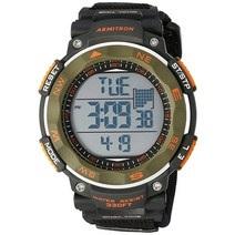 Armitron Sport 남성용 40/8377DGN 올리브 그린 악센트 디지털 크로노그래프 블랙 네오프렌 스트랩 시계