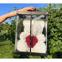 베이비망고몰 프로포즈 졸업식 생일 기념일 곰돌이 인형 꽃다발, 다이아 반지, 곰돌이 꽃(레드)