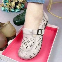 엔티랄라 여성 신발 엄마 신발 마찰에 강한 빈티지한 부드러운 밑창 고무창 양질의 가죽 소재 편안한 캐주얼한 펀칭 슈즈 여름의 부드러운 가죽