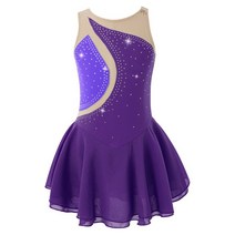 피겨연습복 피겨 스케이트 복 드레스 의상 Iesyn-어린이 십대 스파 클리 피규어 스케이팅 드레스 아이스, 11 Purple B_02 8