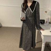 Hooozen 루즈핏 슬림 베이비돌 카라 플로럴 원피스