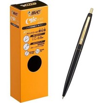 빅(Bic) 볼펜 클릭 골드 0.5 유성 블랙 매끄러운 블랙축 12개 CFCGBLK05BLKJ 123837, one option, one option