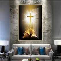 HAENGBUK 대형 십자가 성경 예찬 보석 십자수 종교 교회 하나님 말씀 실내 취미, 하나, 80X160cm, 1개