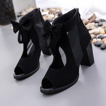 Baiwife 봄여름 힐 여성 컴포트 리본 여성 샌들 중굽 스틸레토 단화 슬리퍼