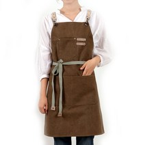 (무료 자수각인) 빈티지 캔버스 앞치마_ 카페 공방 방수 바리스타 (사은폼), 브라운, M