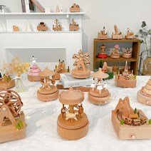인테리어 소품 빈티지 회전목마 발레리나 원목 멜로디 우드 오르골 27타입, 25_발레리나 케이크